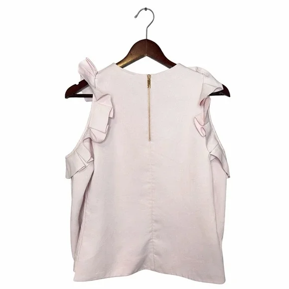 Ted Baker London Steffe Cold Shoulder Ruffle Top Dusty Pink Size 1 Small - Picture 3 of 9
